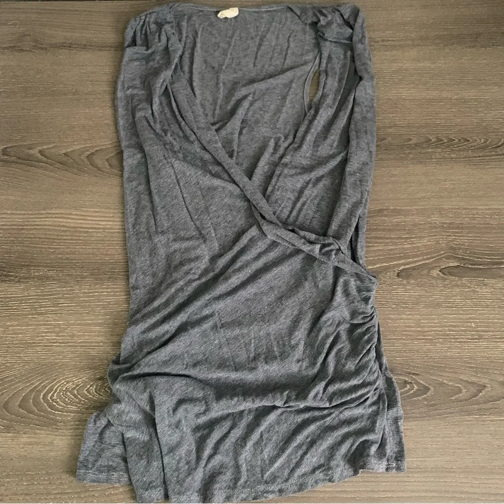 Lanston Revolve Surplice Drape Crossover Tank XS Navy Blue Stripe